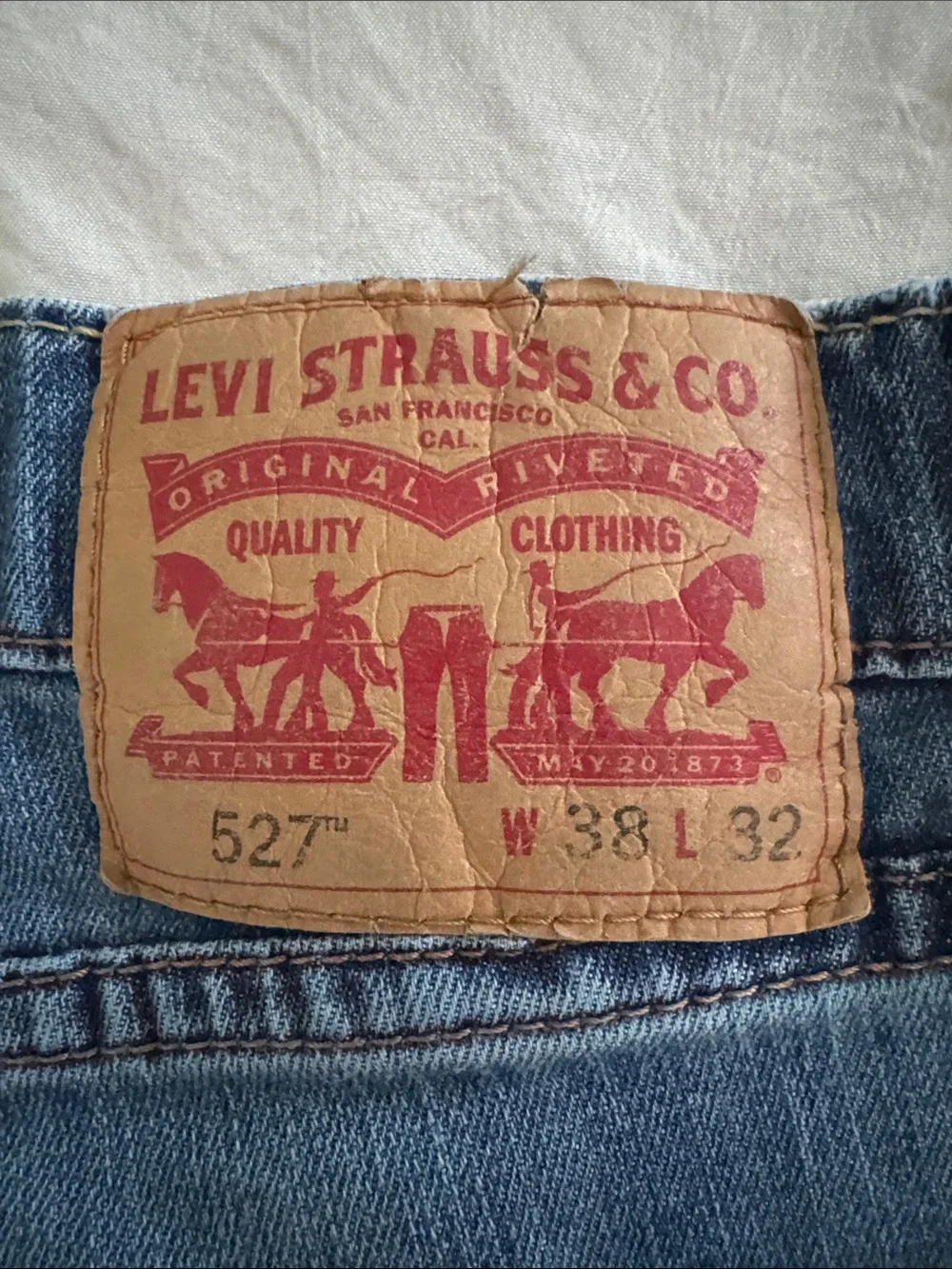 Levi's Blue Denim Jeans with Brown Stitching